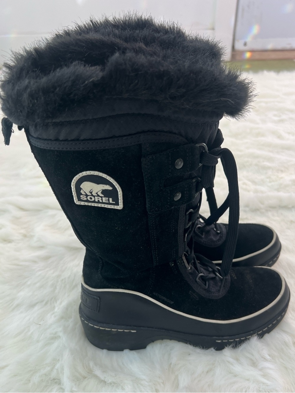 SOREL Winter Women’s Tivoli High Black Lace up waterproof Snow boots size 6